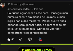 Primeiro cliente em menos de 1 mês: editor ganhou os primeiros dólares em libras